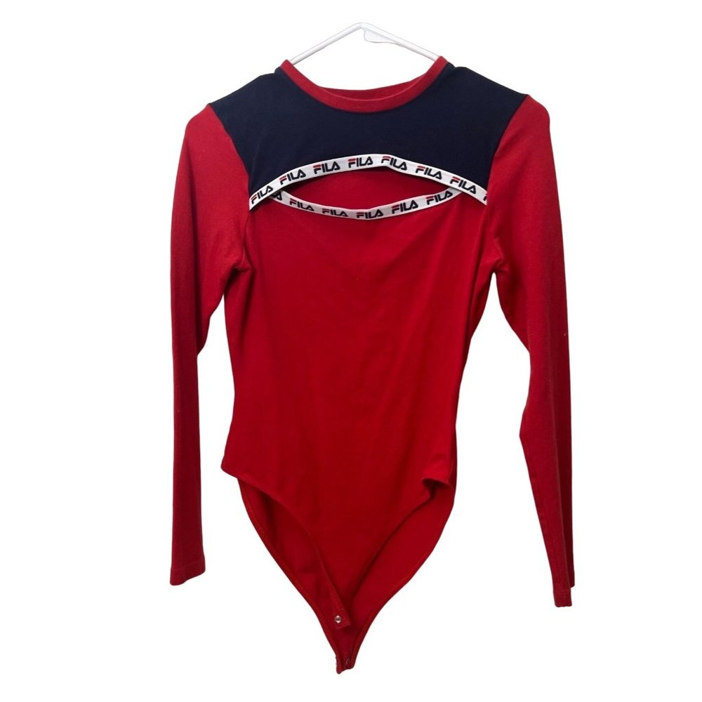 Fila Shantae Cut Out Long Sleeve Bodysuit In Red XS
